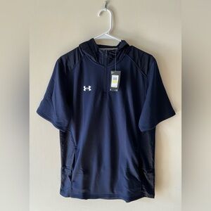 Under Armour Command Men's Navy Blue Short Sleeve 1/4 Zip Hoodie, Size M